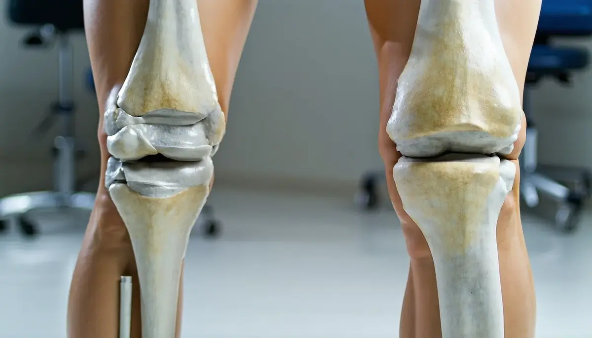 Ilustración de la articulación de la rodilla con huesos y cartílago